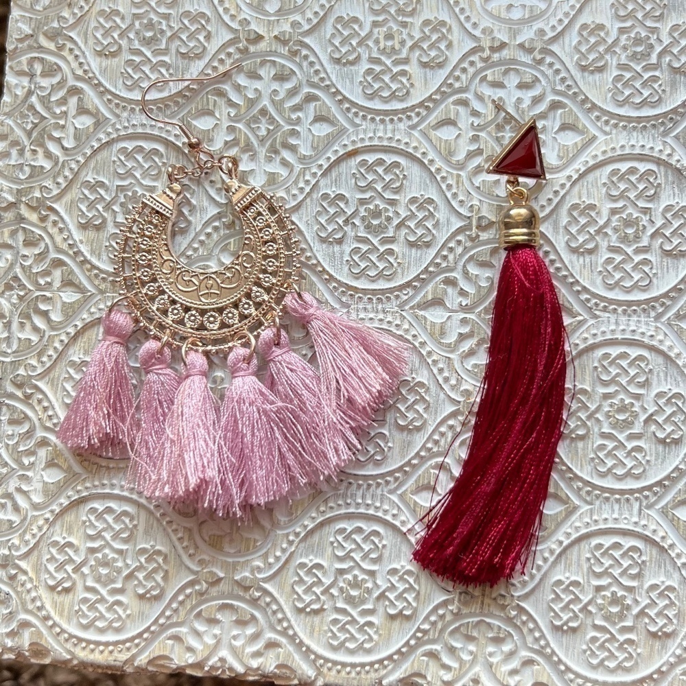SALE💚 any 3 for $18 💚
 Tassel Dangle Hoop Earrings Gold Boho Earrings